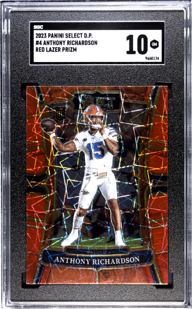 CTBL-039232 Anthony Richardson 2023 Panini Select Draft Picks Red Laser Prizm Rookie Card No.4-SGC Graded 10 Gem Mint - Florida & Colts