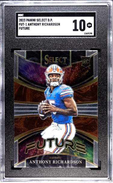 CTBL-039240 Anthony Richardson 2023 Panini Select Draft Picks Future Rookie Card No.FUT-1-SGC Graded 10 Gem Mint - Florida & Colts