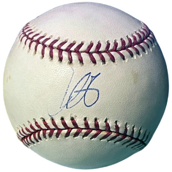 CTBL-039084 Derrek Lee Signed Official Rawlings Major League Baseball Tone Spots - COA - Marlins, Cubs, 2X AS & 03 WS Champs