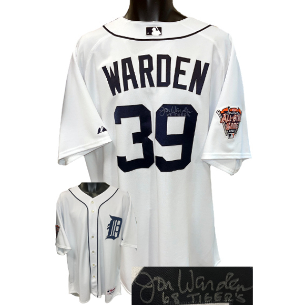CTBL-039136 Jon Warden Signed Detroit Tigers OFC MLB Majestic Authentic Jersey No.39 - 68 Tigers - COA - White - 54