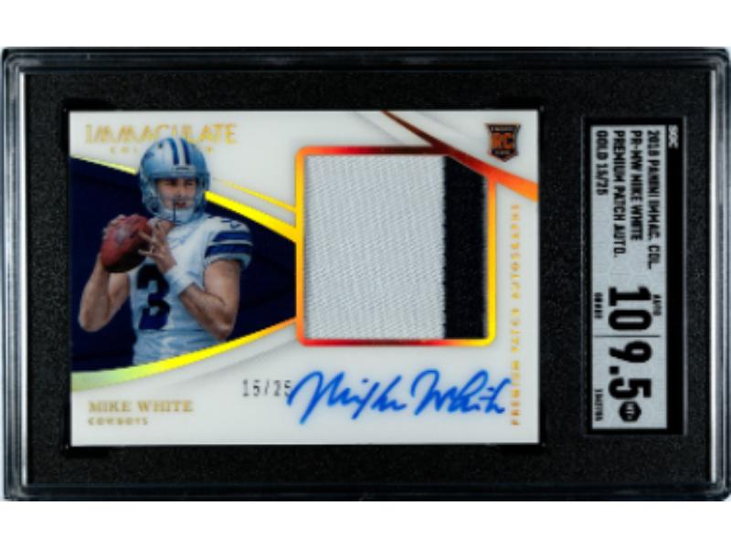 CTBL-038994 Mike White Signed 2018 Panini Immaculate Col. Premium Patch RPA Rookie On Card Auto No.PR-MW-25-SGC Graded 9.5 Mint Plus & 10 Auto