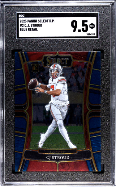CTBL-039244 C.J. Stroud 2023 Panini Select Draft Picks Blue Retail Rookie Card No.2-SGC Graded 9.5 Mint Plus - Ohio State & Texans
