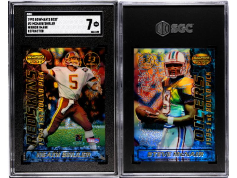 CTBL-038755 Steve McNair & Heath Shuler 1995 Bowmans Best Mirror Image Refractor Rookie Card No.3-SGC Graded 7 NM - Oilers & Washington