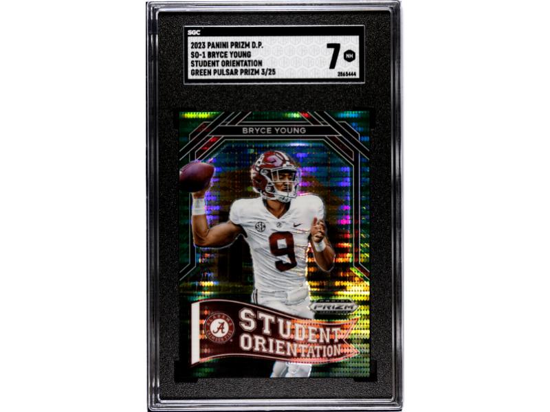CTBL-038820 Bryce Young 2023 Panini Prizm Draft Picks Student Orientation Green Pulsar Prizm Rookie Card No.SO-1-25-SGC Graded 7 NM
