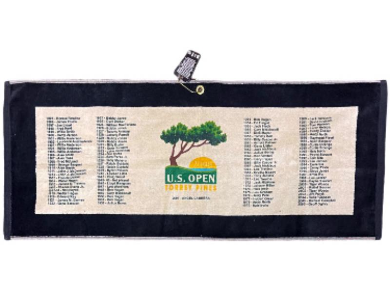 CTBL-038827 16 x 40 2007 US Open Torrey Pines Devant The Edge PGA Golf Towel-Angel Cabrera Winner with Tag