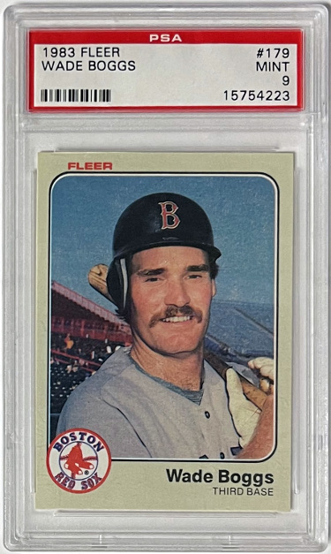 CTBL-039331 No.179 Wade Boggs 1983 Fleer MLB Rookie Card with PSA Graded 9 Mint - Boston Red Sox-HOF