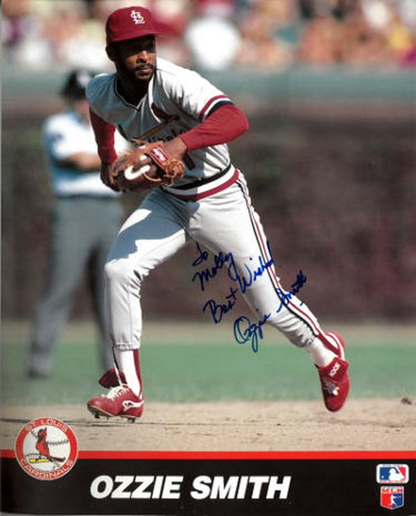 CTBL-039359 8 x 10 in. Ozzie Smith Signed St. Louis Cardinals MLB To Molly Photo - COA