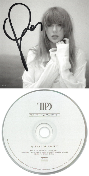 CTBL-039462 4.75 x 4.75 in. Taylor Swift Signed 2024 the Tortured Poets Department Art Card with Album Cover Booklet with CD & Case - COA