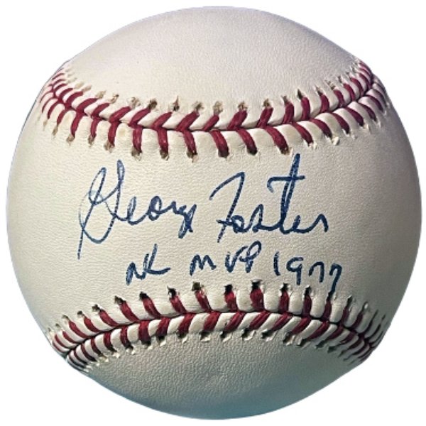 CTBL-039466 George Foster Signed Official Rawlings NL MVP 1977 Major League Baseball - COA - Cincinnati Reds & Big Red Machine