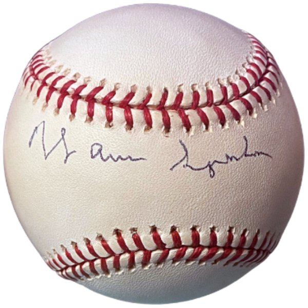 CTBL-039454 Warren Spahn Signed Official Rawlings RONL National League Baseball - COA - Milwaukee Brewers & Atlanta Braves - HOF