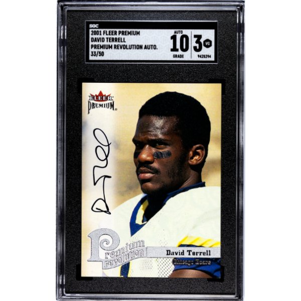 CTBL-039531 David Terrell Signed 2001 Fleer Platinum Premium Revolution Auto Rookie on Card - 50 - SGC Graded 3 VG-10 Auto - Michigan Wolverines