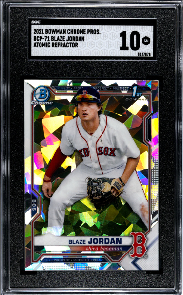 CTBL-039574 Blaze Jordan 2021 Bowman Chrome Prospects Atomic Refractor Rookie Card No.BCP-71 - SGC Graded 10 Gem Mint - Boston Red Sox