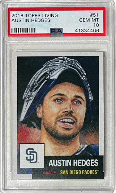 CTBL-039736 Austin Hedges 2018 Topps Living Baseball Card with No. 51- PSA Graded 10 Gem Mint - San Diego Padres