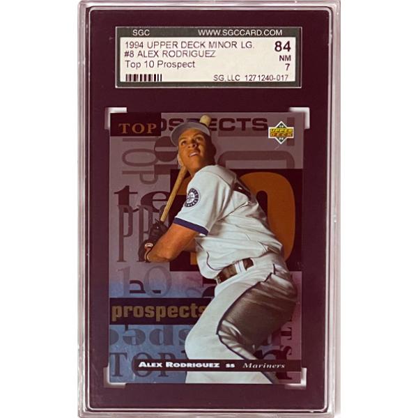 CTBL-039637 Alex Rodriguez 1994 Upper Deck Minor League Top 10 Prospect Rookie Card with RC No. 8 - SGC Graded 84 - NM 7 - Seattle Mariners -  RDB Holdings & Consulting, CTBL_039637