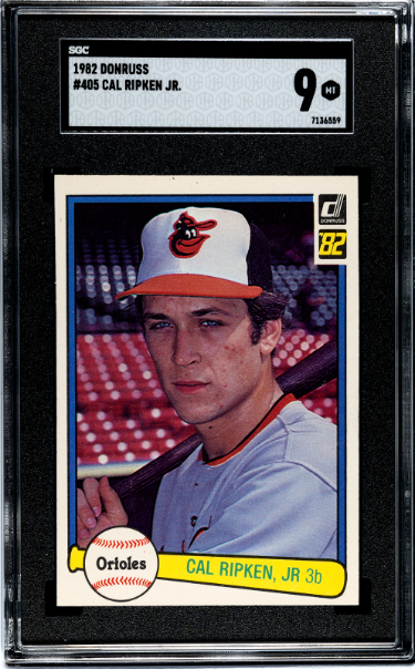 CTBL-039722 Cal Ripken, Jr. 1982 Donruss Rookie Card with RC No. 405 - SGC Graded 9 MT - Baltimore Orioles - HOF -  RDB Holdings & Consulting, CTBL_039722