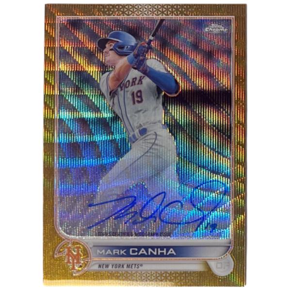 CTBL-039730 Mark Canha Signed 2022 Topps Chrome Gold Wave on Card with Auto No. CVA-MC - 50 - As - Mets - Tigers