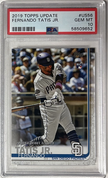 CTBL-039321 Fernando Tatis, Jr. 2019 Topps Update Rookie Card with No. US56- PSA Graded 10 Gem Mint - San Diego Padres