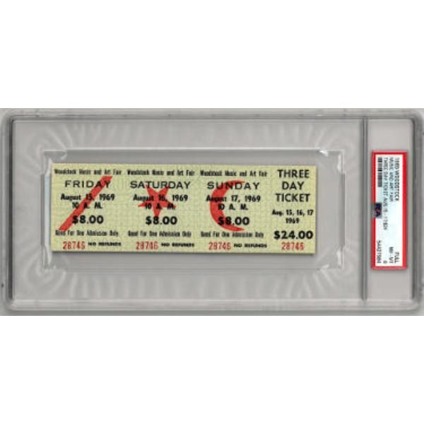 Picture of RDB Holdings & Consulting CTBL-033598 1969 Woodstock Music & Art Fair - PSA Slabbed NM-MT 8 Original Vintage 3 Day Full Concert Ticket Aug 15-17&#44; 1969