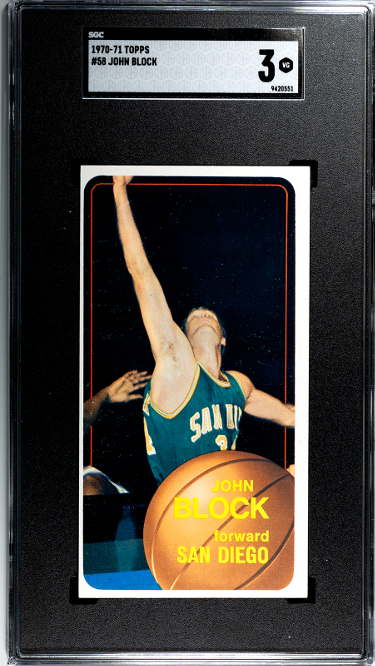 Picture of RDB Holdings & Consulting CTBL-039836 John Block 1970-71 Topps Card No.58 - SGC Graded 3 VG - San Diego Rockets