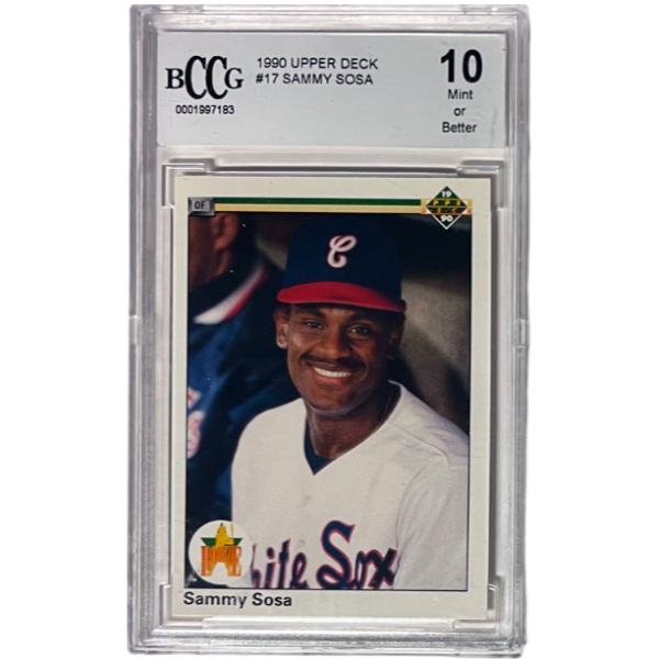 CTBL-039869 Sammy Sosa 1990 Upper Deck Rookie Card - RC - No.17- BCCG Graded 10 Mint or Better - Chicago White Sox