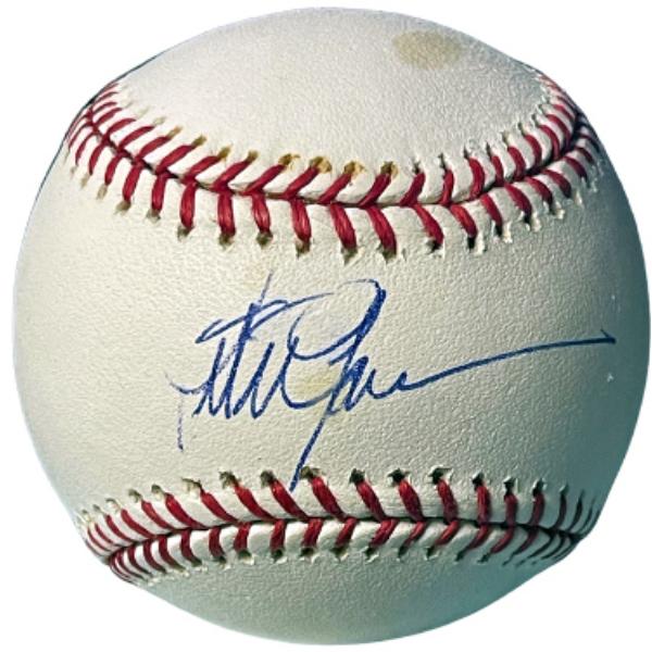 CTBL-040064 Peter Gammons Signed Official Rawlings Major League Baseball Tone Spots - COA - TV Analyst & ESPN