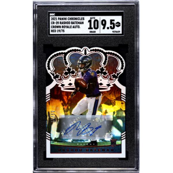 CTBL-040084 Rashod Bateman Signed 2021 Panini Chronicles Crown Royale Red Rookie Auto Card No.CR-28 - RC - 75 - SGC Graded 9.5 Mint Plus & 10 Auto