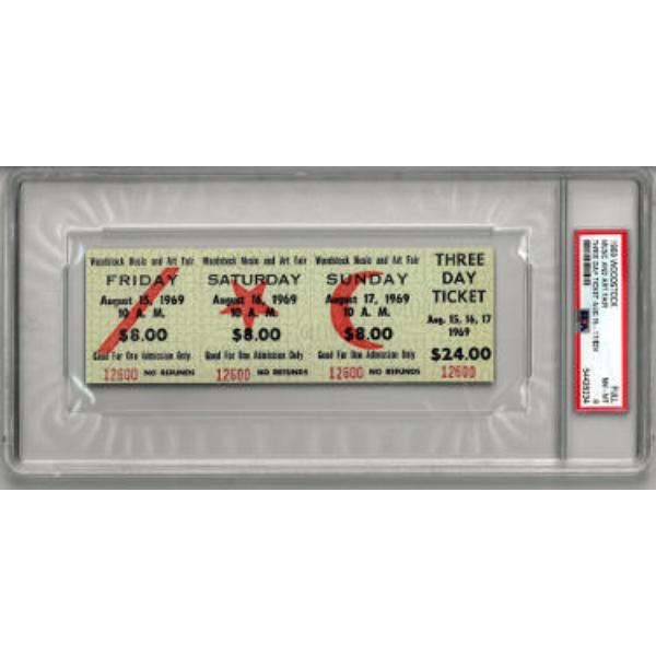 Picture of RDB Holdings & Consulting CTBL-033597 1969 Woodstock Music & Art Fair - PSA Slabbed NM-MT 8 Original Vintage 3 Day Full Concert Ticket Aug 15-17&#44; 1969