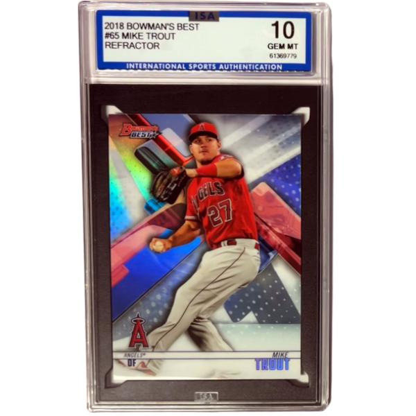 CTBL-039963 Mike Trout 2018 Bowmans Best Refractor Card No.65 - ISA Graded 10 Gem Mint - Los Angeles Angels