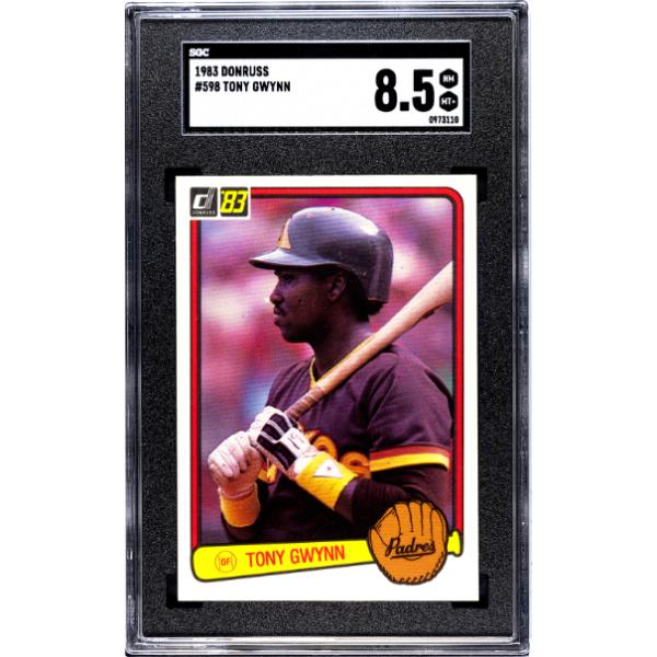 CTBL-040089 Tony Gwynn 1983 Donruss Baseball Rookie Card - RC - No.598 - SGC Graded 8.5 NM-MT Plus - San Diego Padres & HOF