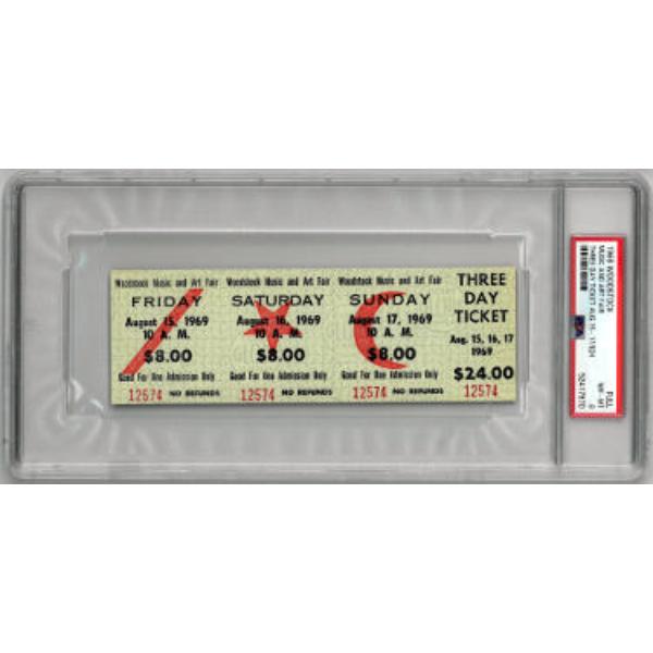 Picture of RDB Holdings & Consulting CTBL-033600 1969 Woodstock Music & Art Fair - PSA Slabbed NM-MT 8 Original Vintage 3 Day Full Concert Ticket Aug 15-17&#44; 1969