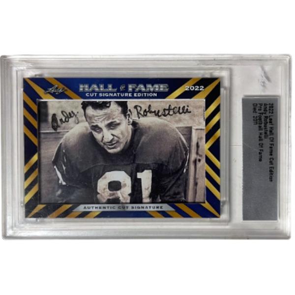 CTBL-040205 Andy Robustelli Signed 2022 Leaf Hall of Fame Cut Edition - Leaf Encapsulated - LA Rams & NY Giants & HOF