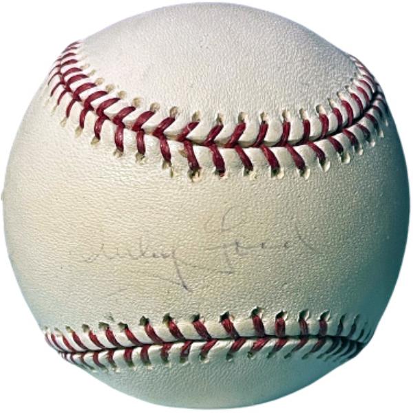 CTBL-040288 Whitey Ford Signed Official Rawlings Major League Baseball Imperfect, Faded - Steiner Holo - York Yankees & HOF