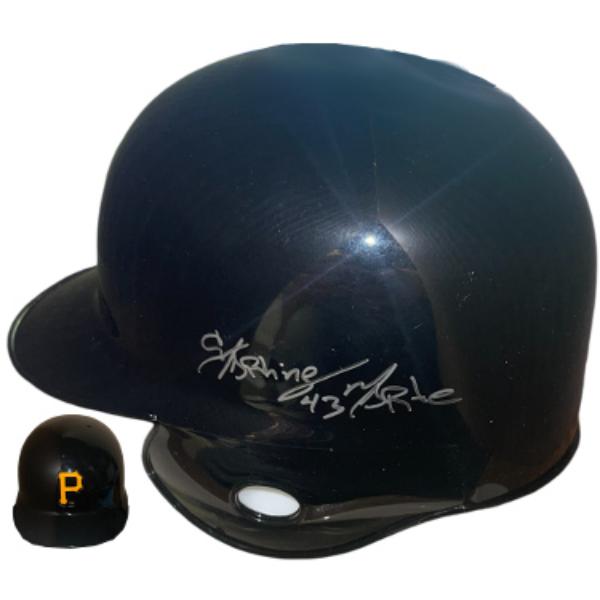 CTBL-040315 Starling Marte Signed Pittsburgh Pirates Riddell Mini Batting Helmet No.43 - COA - 2XAS & 2XGG