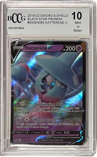 Picture of RDB Holdings & Consulting CTBL-039956 2019-22 Hatterene V Pokemon Sword & Shield Black Star Promos Card No.SWSH055 - BCCG Graded 10 Mint or Better