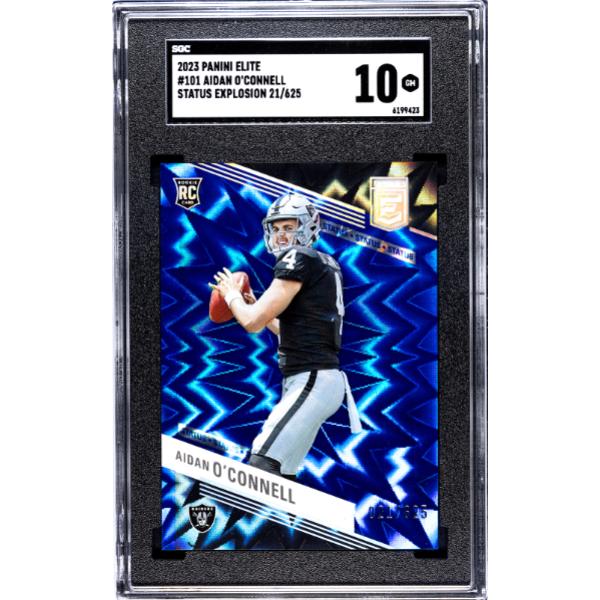 CTBL-040085 Aidan O-Connell 2023 Panini Elite Status Explosion Rookie Card - RC No.101 - 625 - SGC Graded 10 Gem Mint - Las Vegas Raiders