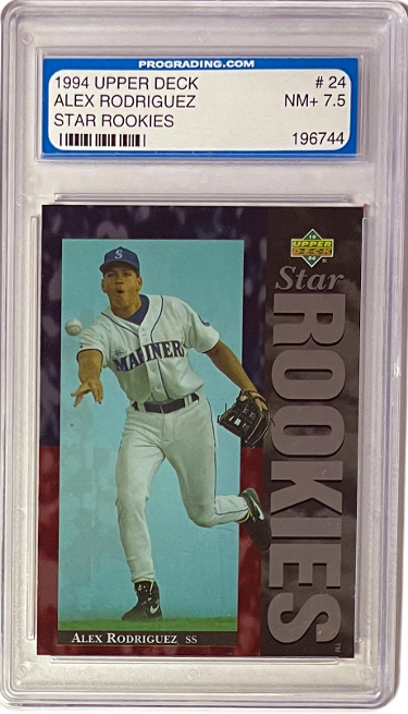 CTBL-040164 Alex Rodriguez 1994 Upper Deck Rookie Card - RC No.24 - Pro Grading 7.5 NM Plus - Seattle Mariners