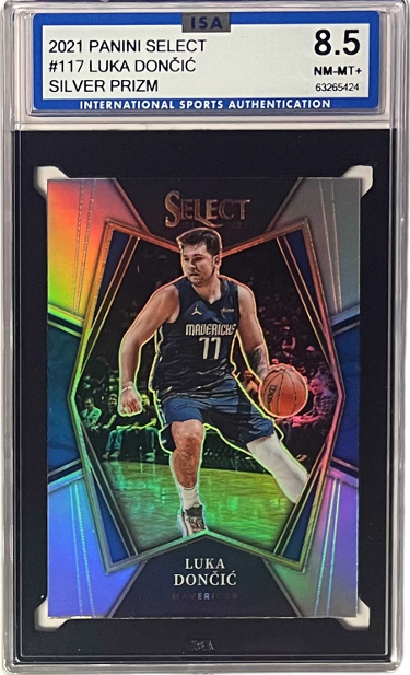 CTBL-039978 Luka Doncic 2021 Panini Select Silver Prizm Card No.117 - ISA Graded 8.5 NM-MT Plus - Dallas Mavericks