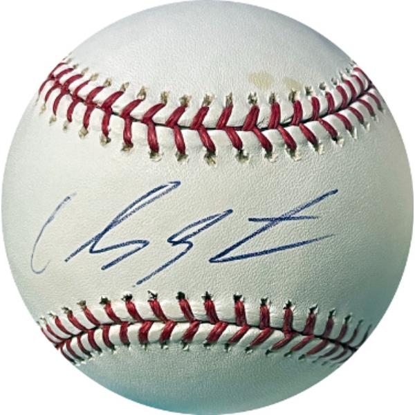 CTBL-040052 Carlos Santana Signed Official Rawlings Major League Baseball Minor Tone Spots - COA - Indians, Royals & Twins