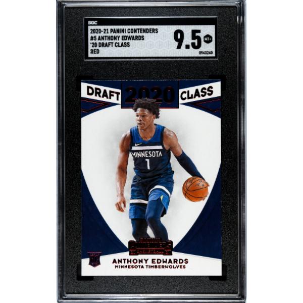 CTBL-039907 Anthony Edwards 2020-21 Panini Contenders 20 Draft Class Red Rookie Card - RC No.5 - SGC Graded 9.5 Mint Plus - Minnesota Timberwolves