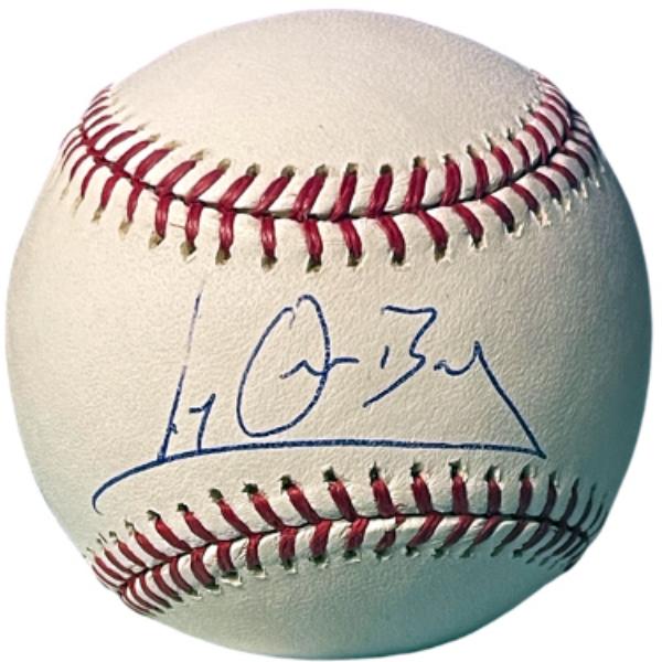 CTBL-040227 Lyle Overbay Signed Official Rawlings Major League Baseball Imperfect - COA - Diamondbacks & Brewers