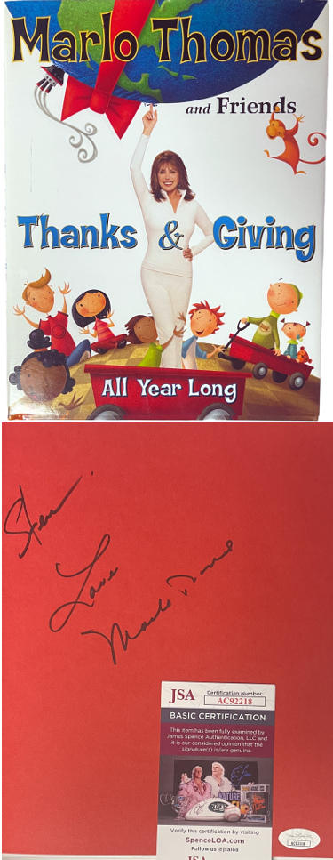 CTBL-039867 Marlo Thomas Signed 2004 Thanks & Giving - All Year Long Hardcover Book to Steve, Love - JSA No.AC92218