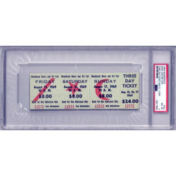 Picture of RDB Holdings & Consulting CTBL-033599 1969 Woodstock Music & Art Fair - PSA Slabbed NM-MT 8 Original Vintage 3 Day Full Concert Ticket Aug 15-17&#44; 1969