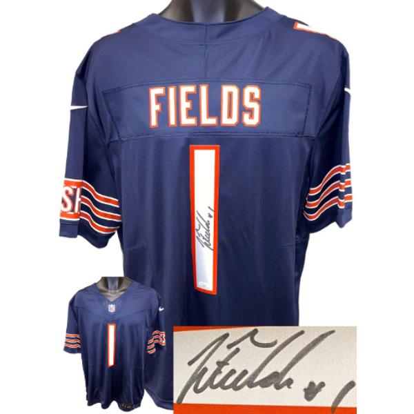 CTBL-040029 Justin Fields Signed Chicago Bears Navy NFL Nike Game Jersey No.1 - JSA No.AU30346 - Extra Large