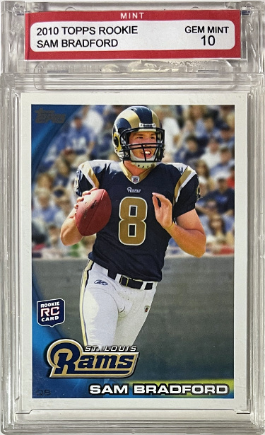 CTBL-040142 Sam Bradford 2010 Topps Rookie Card - RC No.300 - Mint Grading Gem Mint 10 - Los Angeles Rams