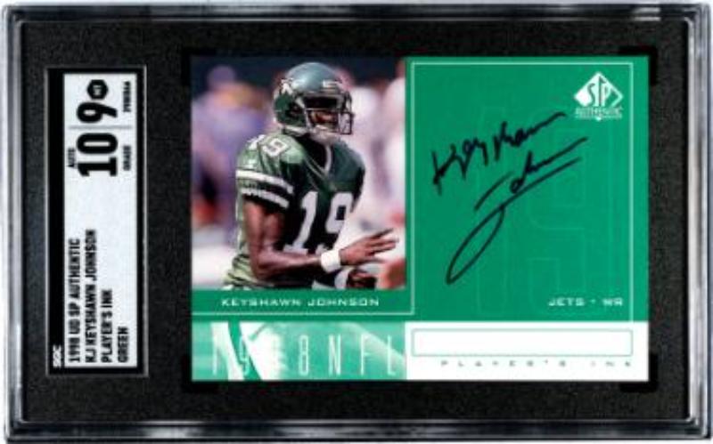 CTBL-040603 Keyshawn Johnson Signed 1998 UD SP Authentic Players Ink Green Rookie On Card Auto RC No.KJ - SGC Graded 9 MT-10 Auto