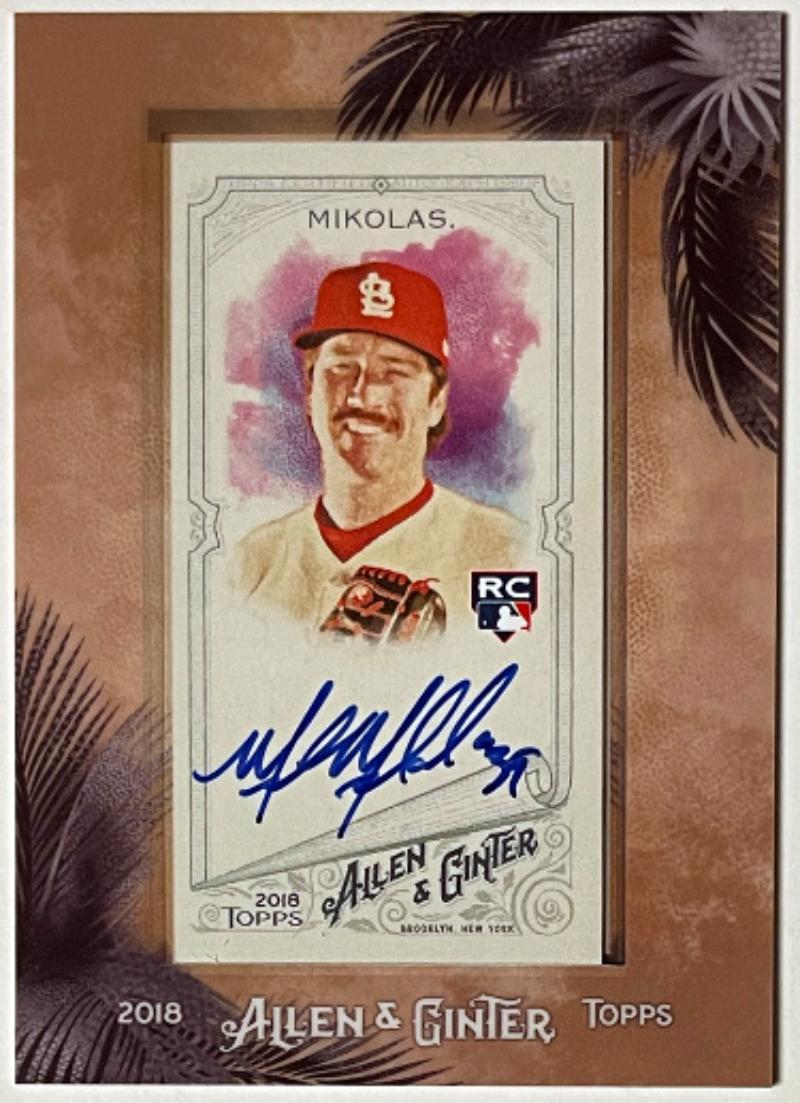 CTBL-040736 Miles Mikolas Signed 2018 Topps Allen & Ginter Mini Framed Rookie On Card Auto RC No.MA-MMI