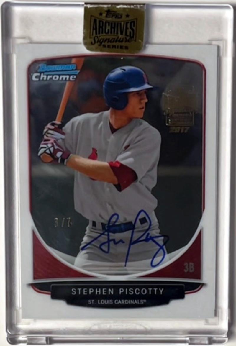 CTBL-040559 Stephen Piscotty Signed 2017 Bowman Chrome Topps Archives Signature Series Rookie On Card Auto RC No.BCP52- 7