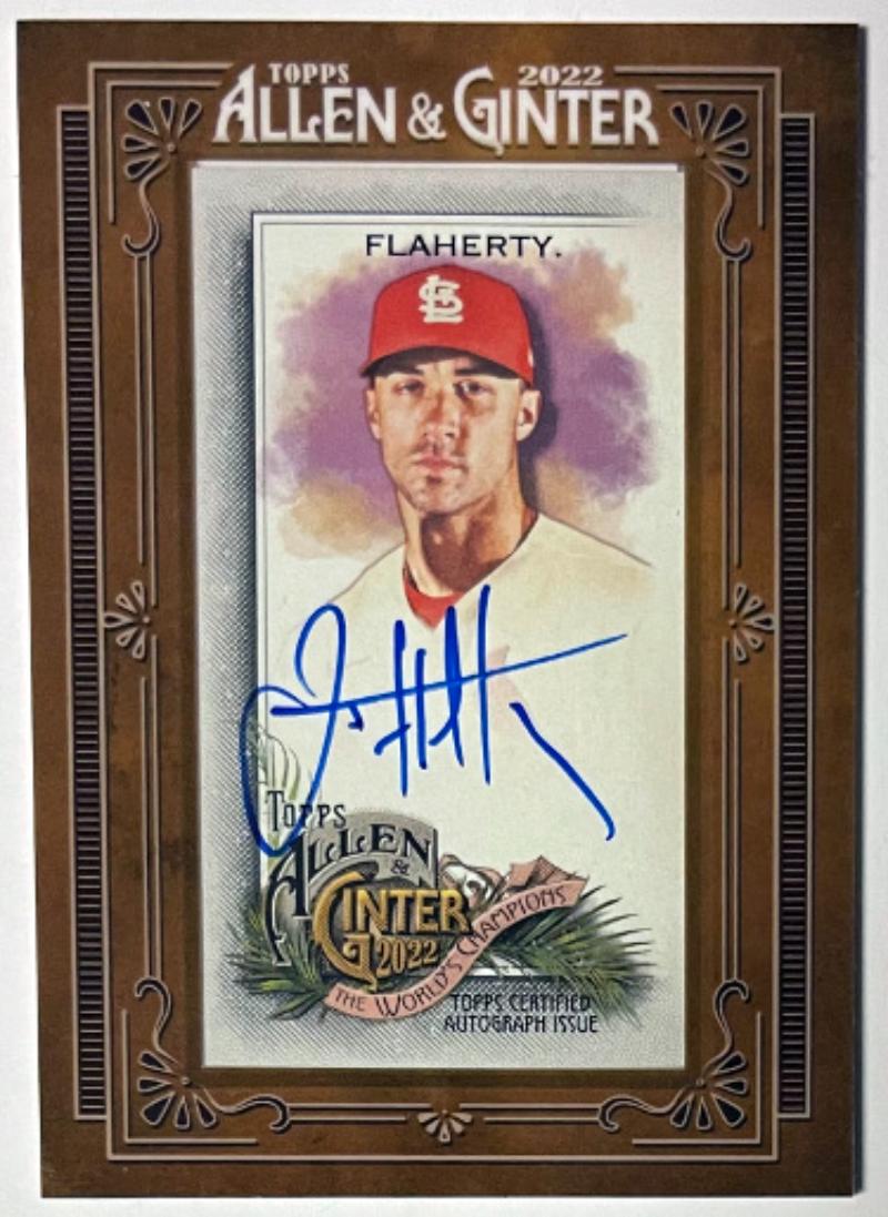 CTBL-040738 Jack Flaherty Signed 2022 Topps Allen & Ginter Mini Framed On Card Auto No.MA-JF