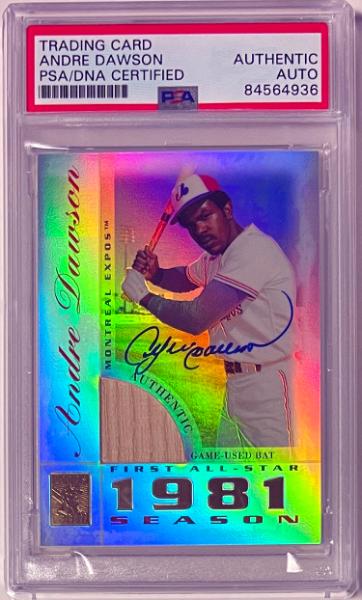 CTBL-040435 Andre Dawson Signed 2003 Topps Tribute Perennial All-Star Edition Bat Relic On Card Auto No.TR-AD-PSA Authentic HOF & 81 Season