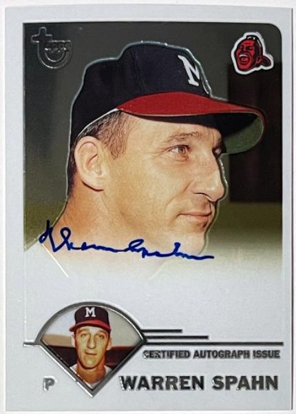 CTBL-040671 Warren Spahn Signed 2003 Topps Retired Signature Certified On Card Auto No.TA-WS Milwaukee Braves & HOF